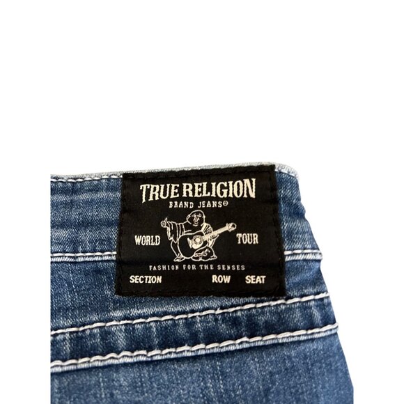 True Religion Blue Skinny Jeans Women's Size 30 Distressed Hem Medium Wash Denim - Picture 6 of 9